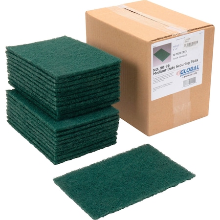 Medium Duty Scouring Pads, Green, 6 X 9, 20PK